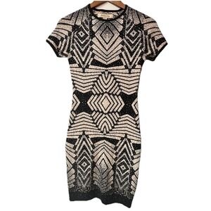 Presley Skye Womens Size MED Mini Dress Art Brown Form Fitting Geometric Soft